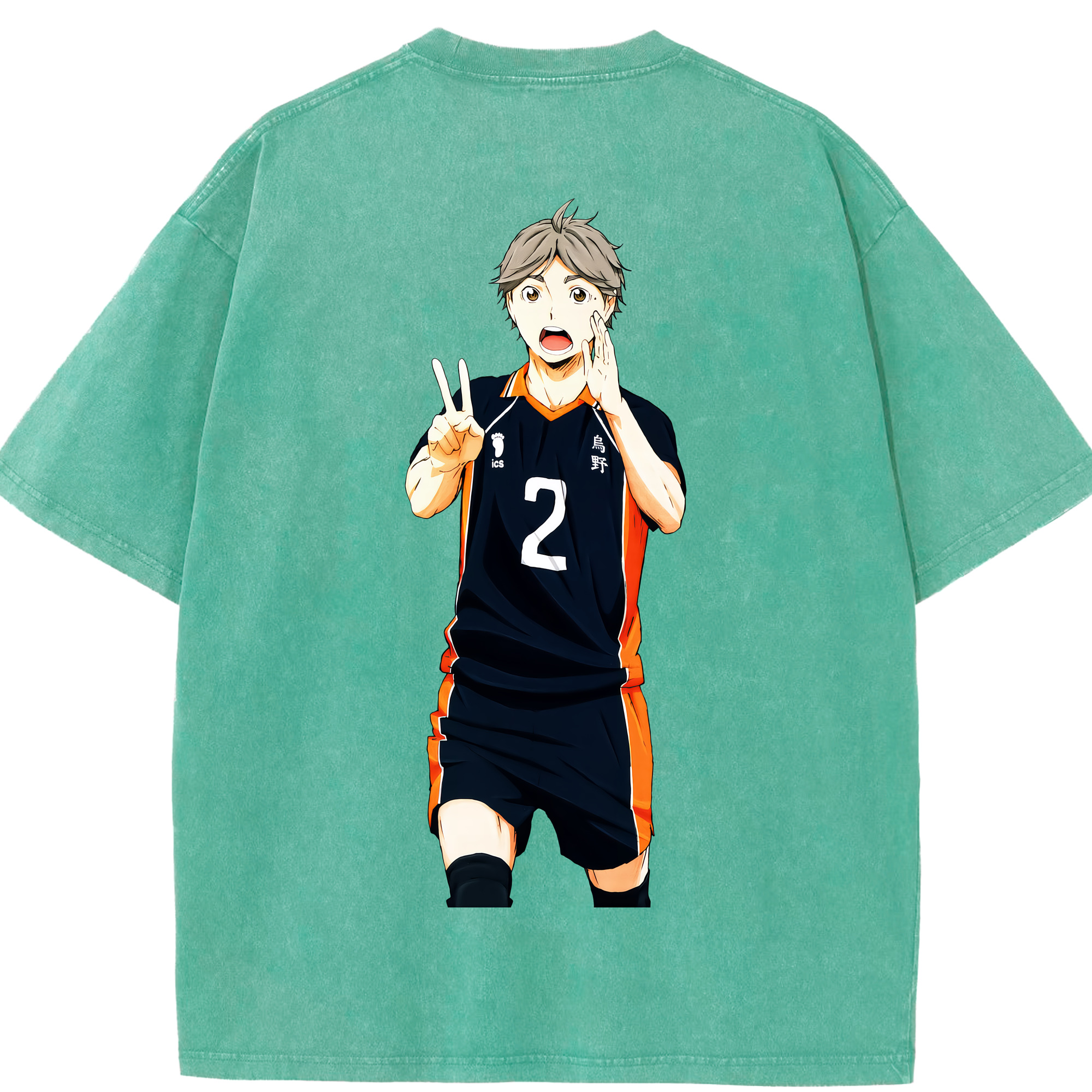 （画像用） ハイキュー!! Haikyu!! 綿100% ヴィンテージ風 半袖Tシャツ（背面プリント）